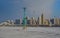 Harbin cityscape with ice river