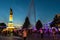 Harbin stalin park fountain evening people monument