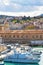 The harbor of Ancona with the boats docked and