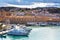 The harbor of Ancona with the boats docked