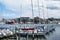 Harbor Area of Annapolis, Maryland on a cloudy spring day with s