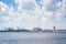 The harbor of Baltimore, seen from Canton Waterfront Park, in Baltimore, Maryland