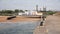 Harbor and beach with skyline f St Andrews, Scotland