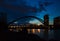 Harbor bridge, river, water reflection and evening sky Toronto, Canada