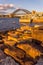 Harbor Bridge and Sydney Port evening view