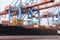 Harbor Cargo Ship Freight Container Shipping Cranes in Hamburg Harbor for global Logistics