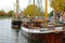 Harbor of German city Luebeck in autumn colors