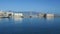 Harbor of Iraklion on Crete Greece. Ships and boats in the harbor right next to the historical town part of Iraklion with its fo