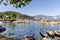 Harbor of Laveno Mombello on lake Maggiore, Italy