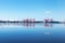 Harbor Low Tide with Cloudy Blue Sky Reflections