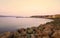 The harbor of the old town of Nessebar at sunset, Bulgaria