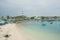 Harbor with plenty of  the different boats in village at the tropical island