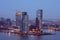 The harbor from Rotterdam by night in Netherlands