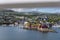 And a harbor in the seashore in Torshavn Faroe Islands
