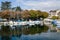 Harbor on the shores of the lake Leman in autumn