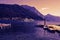 Harbor of Traunsee lake by Gmunden, Austria by sunset at evening