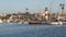 Harbor village, yachts sailboats in marina. Nautical vessels in sea port. Oceanside, California USA.