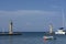 Harbour, boat, yacht, blue sky and water