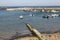 Harbour with boats, at Staithes, North Yorkshire, England