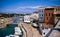 Harbour with boats and yachts in Ciutadella port, Menorca, Balearic Islands, Spain, September, 2019