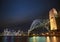 Harbour bridge and skyline of sydney australia at night