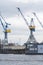 Harbour cranes at Port of Hamburg, Germany