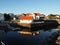 Harbour fishing boat house norway.Polar circle.Norway.