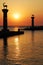 Harbour gates & Lighthouse, Rhodes, Sunset