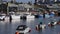 The Harbour at Looe Cornwall on a sunny day with boats moored