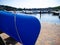 In harbour many canoes are stacked side by side