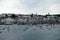 The harbour at St Peter Port in Guernsey on a gloomy overcast summers day