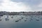 The harbour at St Peter Port in Guernsey on a gloomy overcast summers day