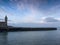 Harbour wall at Porthleven, Cornwall - sunrise- background