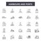 Harbours line icons, signs, vector set, outline illustration concept