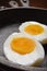 Hard boiled egg in cast iron skillets