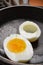 Hard boiled egg in cast iron skillets