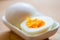 Hard boiled egg in a small dish