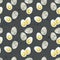 Hard boiled eggs on grey seamless pattern