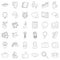 Hard business icons set, outline style