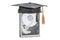 Hard Disk Drive HDD with education cap, 3D rendering