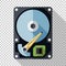 Hard disk drive or HDD icon in flat style on transparent background