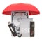 Hard Disk Drive HDD, solid state drive SSD, M2 SSD and USB flash drive under umbrella, protection concept. 3D rendering