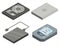 Hard disk icons set, isometric style