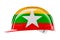 Hard hat with Burmese flag, 3D rendering