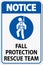 Hard Hat Decals, Notice Fall Protection Rescue Team