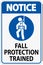 Hard Hat Decals, Notice Fall Protection Trained