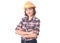 Hard hat engineer or architect woman on white background