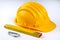 Hard hat with folded ruler