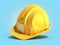 Hard hat helmet Construction tools 3d render on blue gradient