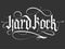 Hard Rock gothic calligraphy, rock-music hand lettering typography, biker t-shirt emblem. Vector